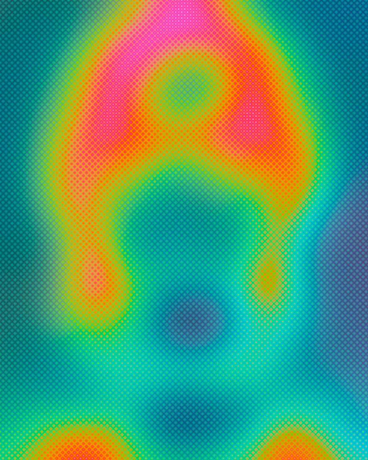 Acid blur effect on a portrait of a woman in headphones holding a CD, made with the Acid Blur filter in Filter Archive (Riso Acid preset)
