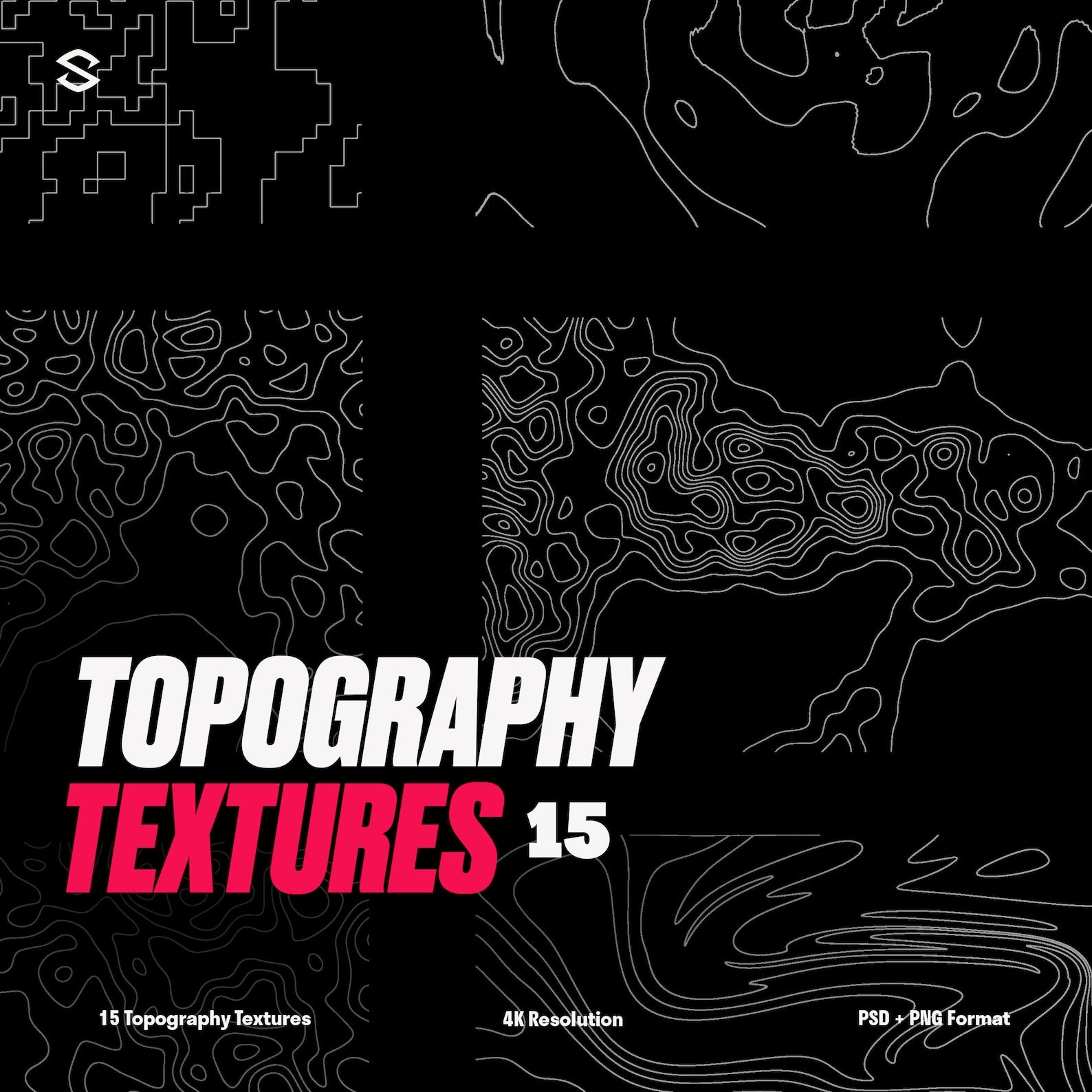 Topography Line textures (4K, PNG, PSD)