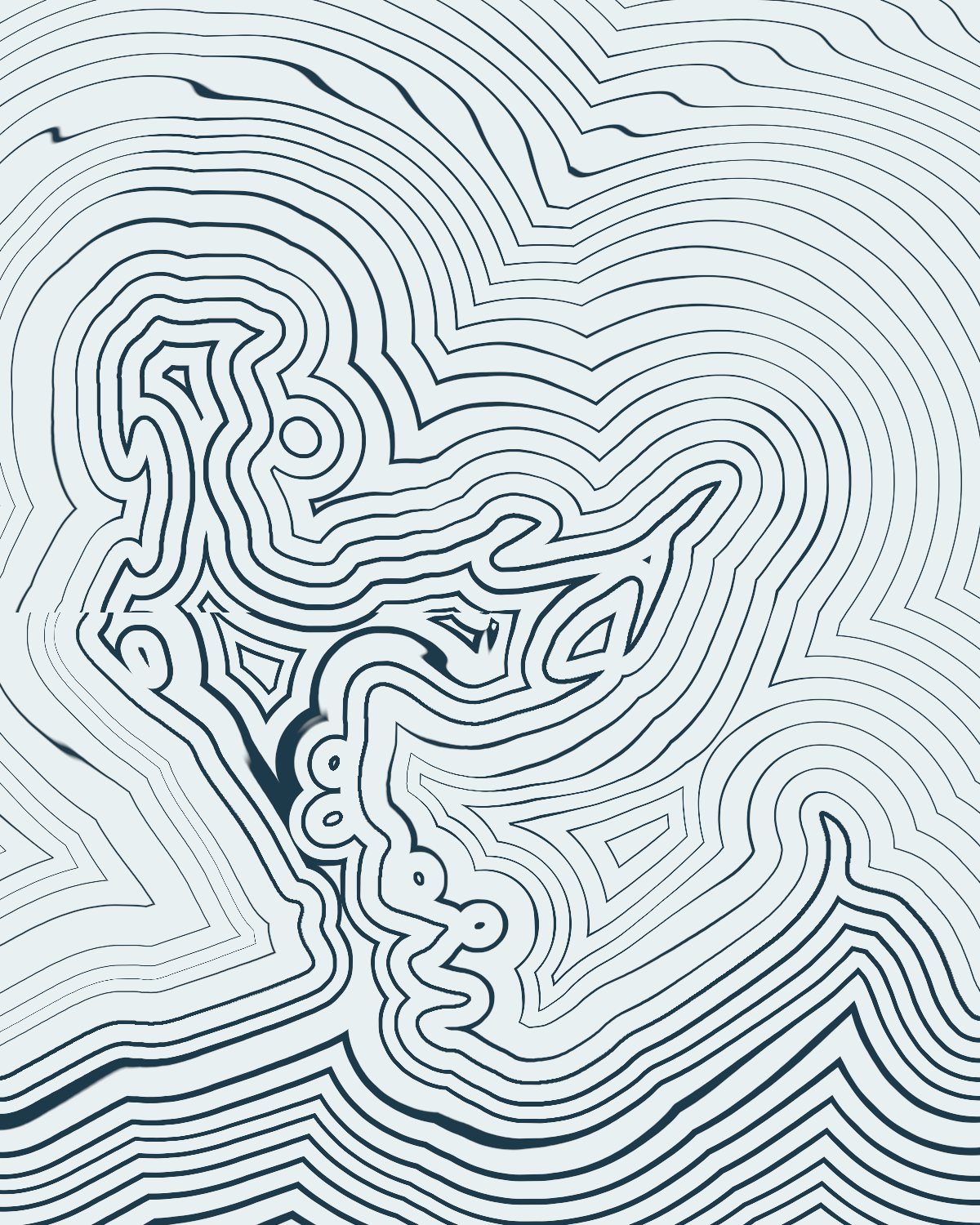 Line art effect on a portrait of a man with silver hair and red sunglasses, made with the Trace filter in Filter Archive (Ripple preset)