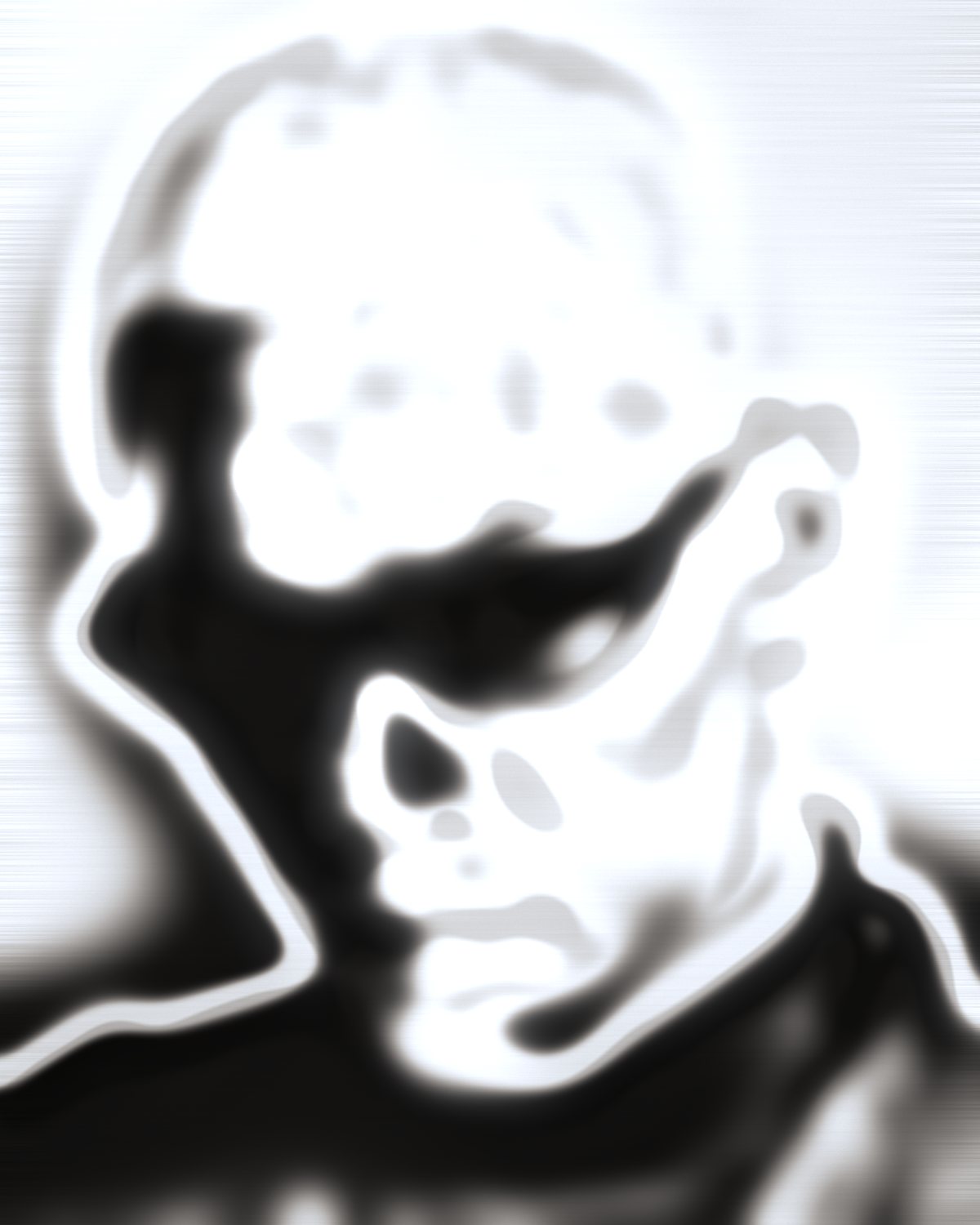 Liquid chrome effect on a portrait of a man with silver hair and red sunglasses, made with the Chrome filter in Filter Archive (Satin preset)