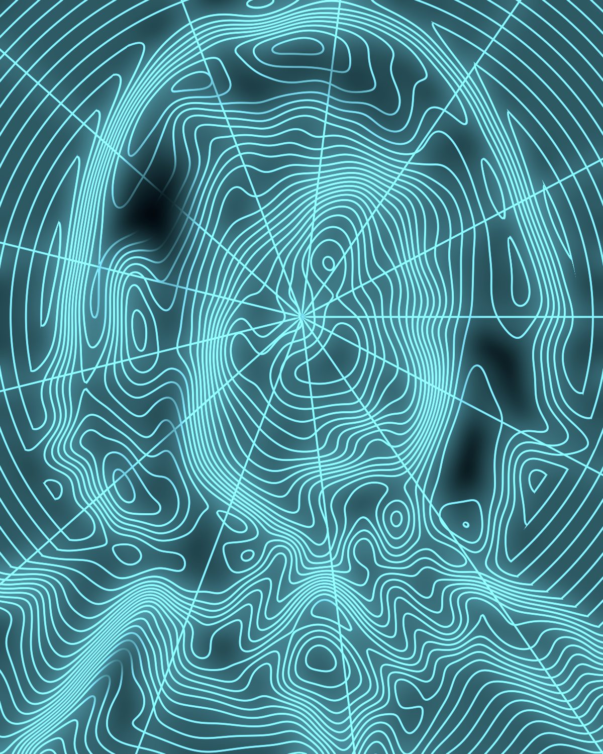 Wireframe effect on a portrait of a woman with copper red hair, made with the Wireframe filter in Filter Archive (Lathe preset)