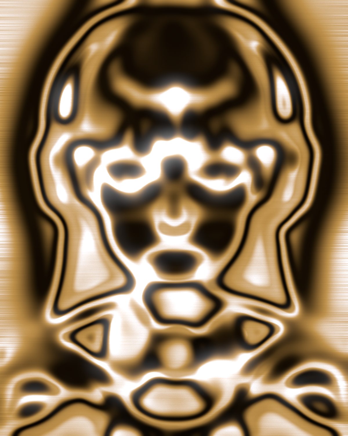 Liquid chrome effect on a portrait of a woman in headphones holding a CD, made with the Chrome filter in Filter Archive (Gold preset)